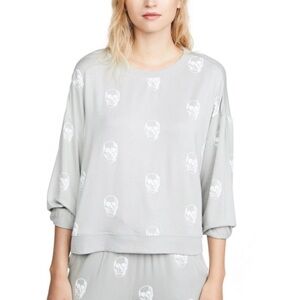 Z Supply Gray Skull Print Sweatshirt